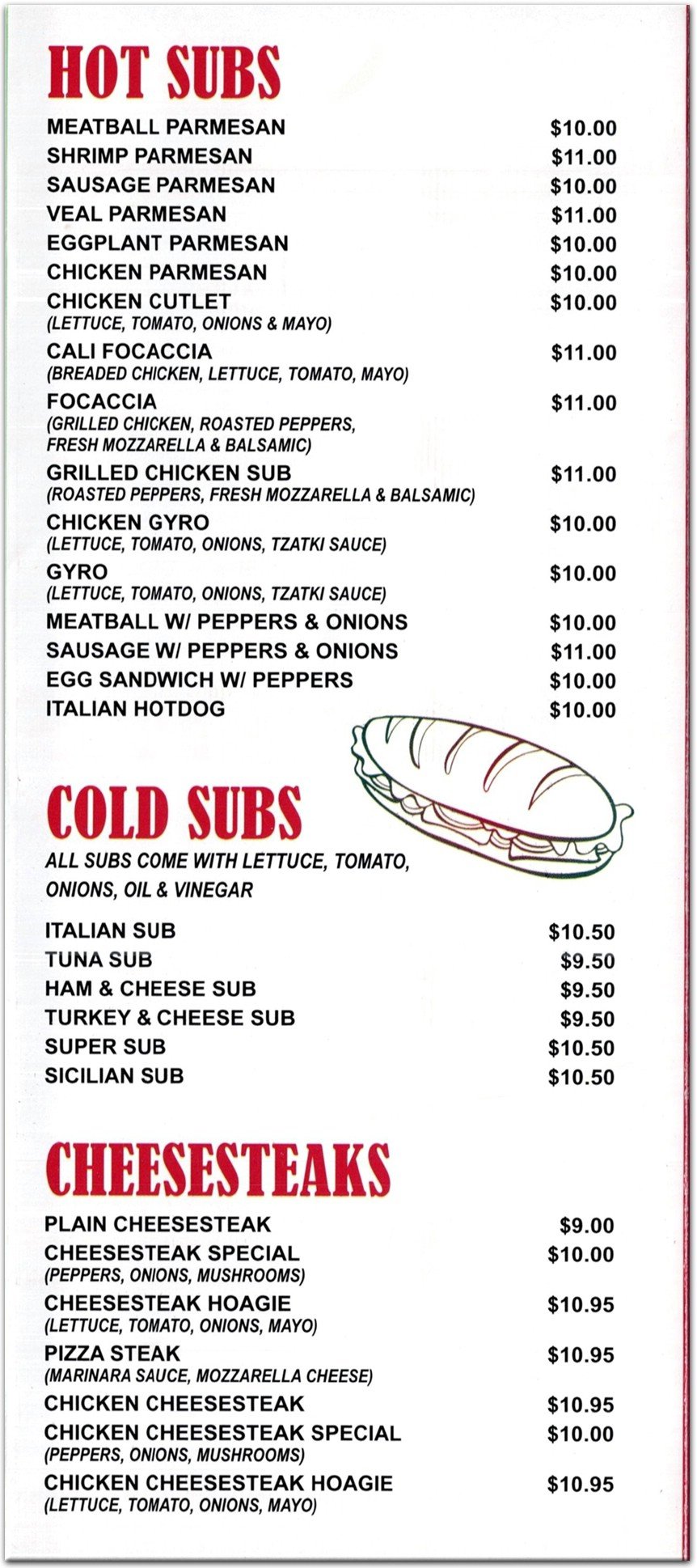 menu